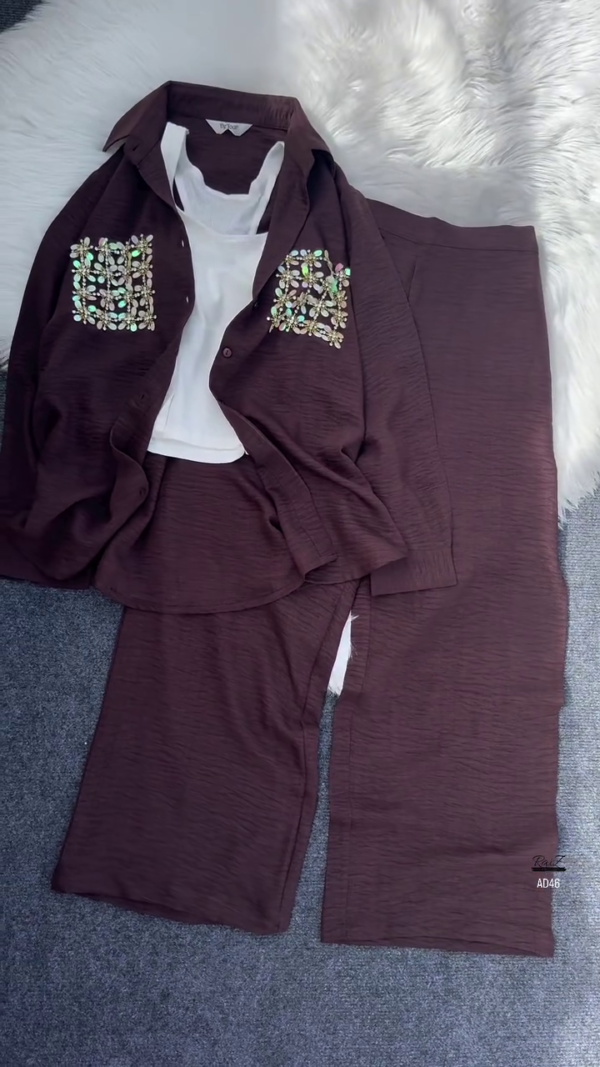 606-1.png Women’s Teal Embellished Two-Piece Set