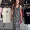Women’s Leopard Print Halter Maxi Dress