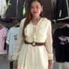 Cream Long-Sleeve Ruffled Mini Dress