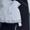 Black Embroidered Blouse & Beige Trouser Set with Belt