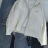 Cream Zip-Up Hoodie & Light Wash Jeans Set