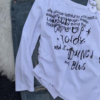 White Graphic Long-Sleeve Top & Washed Blue Denim Jeans Set