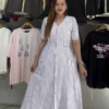 617-2.png White & Blue Striped Button-Down Midi Dress