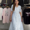 617-7.png White & Blue Striped Button-Down Midi Dress