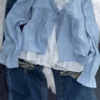 619-1.png Ruffled Layered Blouse with Inner Top