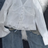 624-1.png Lace Trim V-Neck Blouse