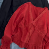 624-2.png Lace Trim V-Neck Blouse