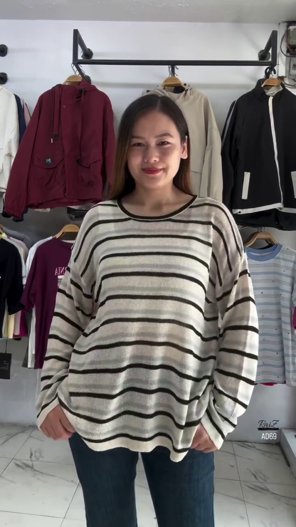 629-1.png Beige and Brown Striped Knit Pullover