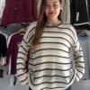 629-3.png Beige and Brown Striped Knit Pullover