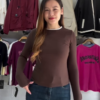 630-1.png Classic Brown Long Sleeve Fitted Top