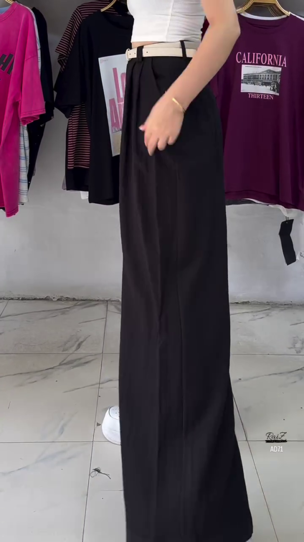 Navy Blue High-Waist Wide-Leg Pants