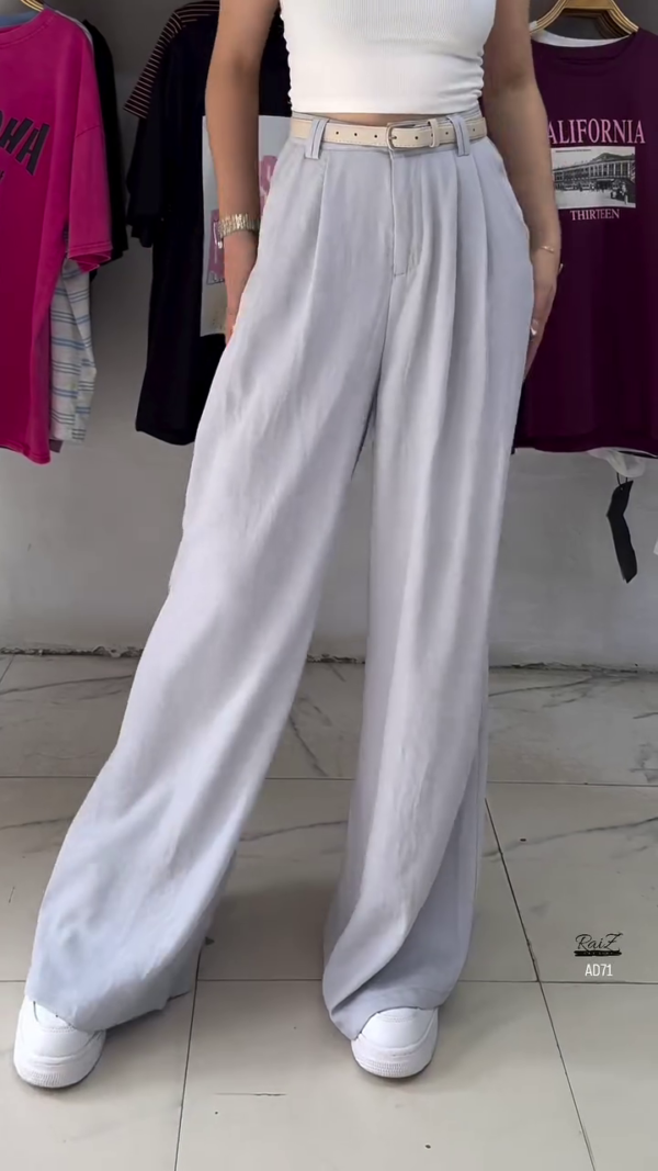 Navy Blue High-Waist Wide-Leg Pants