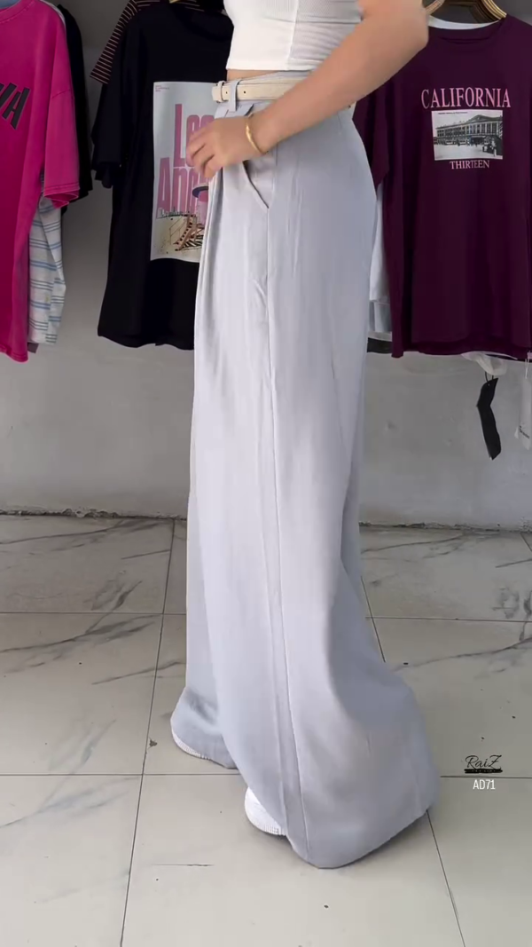 Navy Blue High-Waist Wide-Leg Pants