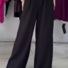 Navy Blue High-Waist Wide-Leg Pants