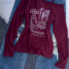 637-3.png Burgundy Graphic Off-Shoulder Top & Distressed Denim Jeans Set