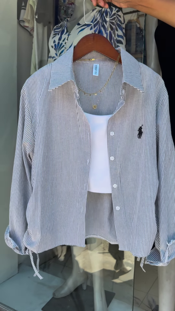 1-4.png Mint Striped Drawstring Shirt with White Crop Tank – Breezy Layered Look