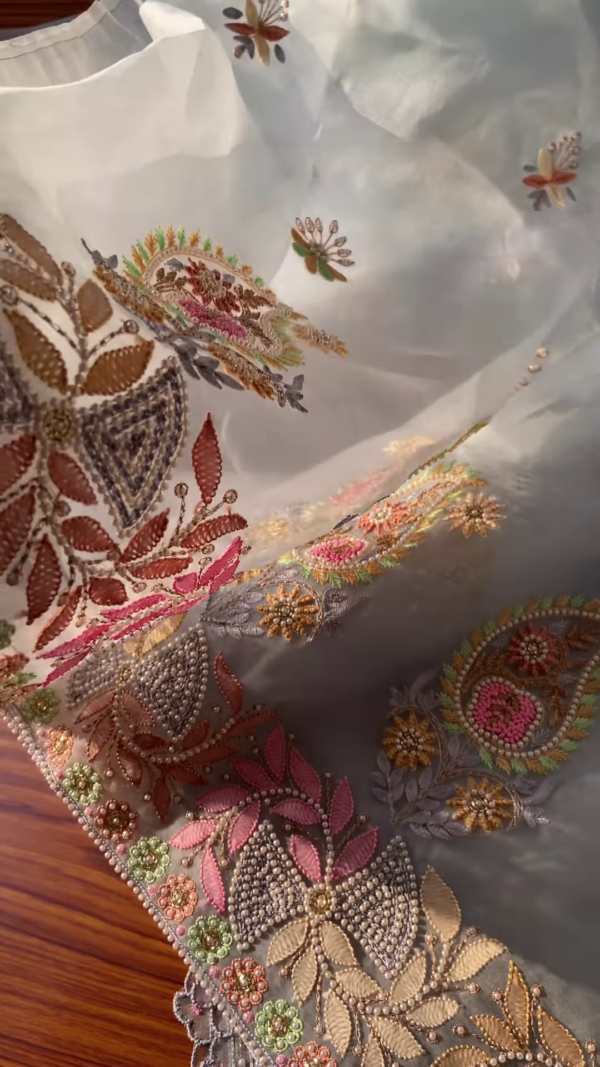 101-1.png Ethereal Grey Organza Dupatta with Handcrafted Embroidery