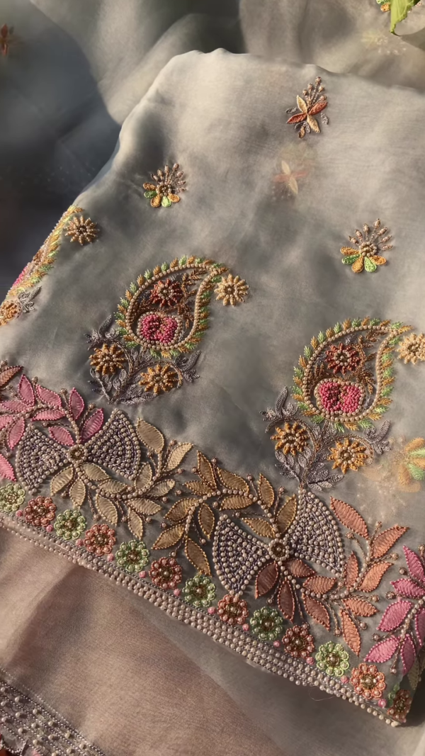 101-2.png Ethereal Grey Organza Dupatta with Handcrafted Embroidery