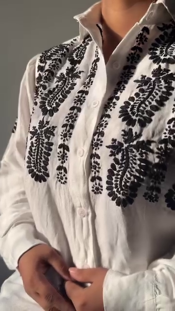 103-1.png Elegant Hand-Embroidered Monochrome Cotton Shirt