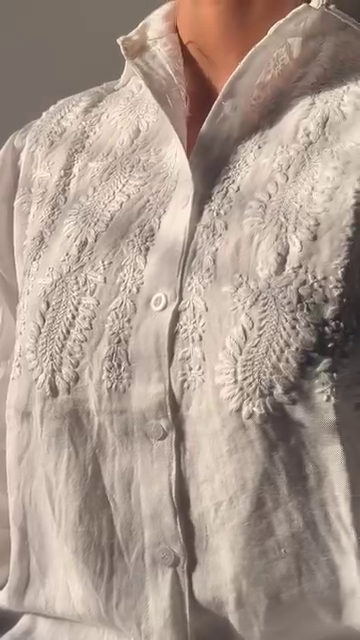 103-2.png Elegant Hand-Embroidered Monochrome Cotton Shirt