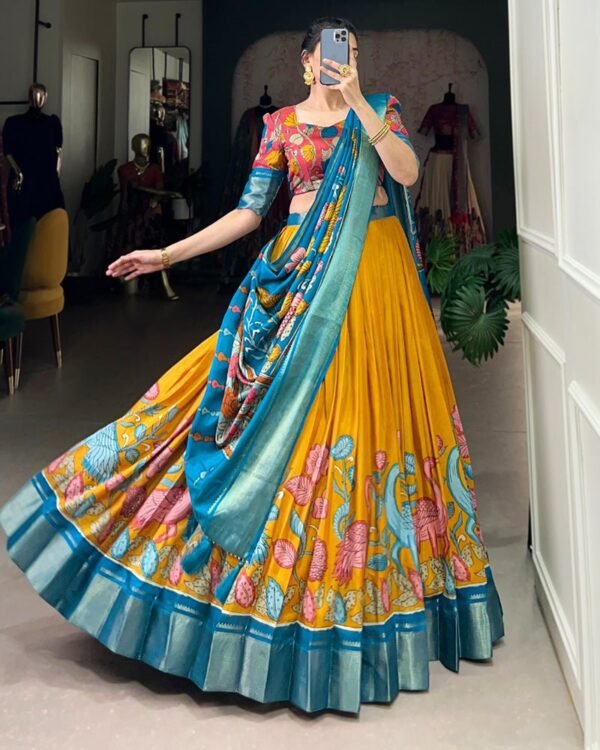 104_82954f38-8387-4b0a-b572-1ec986769123-1.jpg Yellow Color Jacquard Dola Silk Printed Lehenga Choli