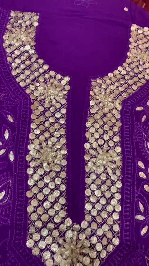 Royal Purple Mirror Work Embroidered Kurta