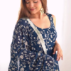 Midnight Blue Embroidered Tiered Anarkali Set