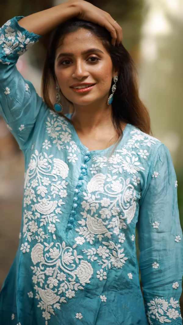 Aqua Blue Chikankari Kurta