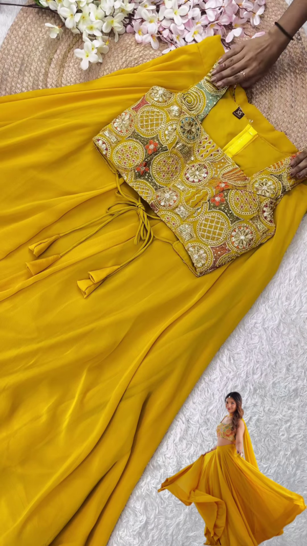 Golden Mustard Embroidered Lehenga Set