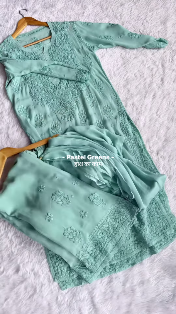 Pastel Green Handcrafted Chikankari Kurta Set – Subtle Elegance