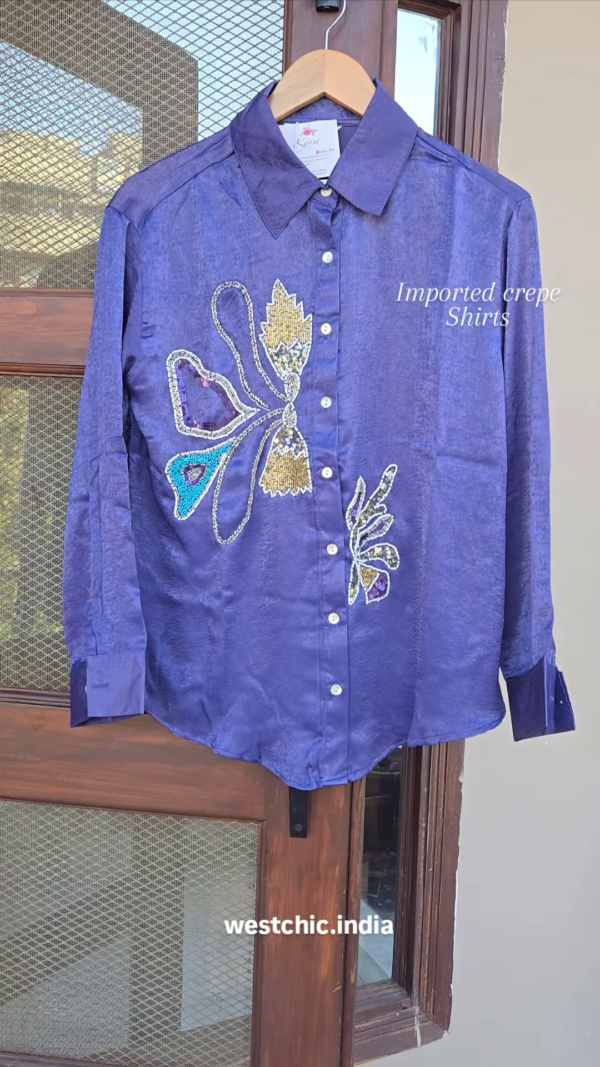 116-1.png Luxury Embellished Imported Crepe Shirt – Effortless Glamour