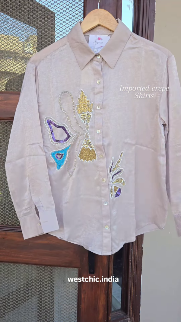 116-2.png Luxury Embellished Imported Crepe Shirt – Effortless Glamour