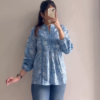 Women’s Black Short Kurti with White Threadwork & Light Blue Jeans – Casual Ethnic Streetwear Edit