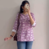 Women’s Black Short Kurti with White Threadwork & Light Blue Jeans – Casual Ethnic Streetwear Edit