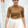 1164-7.png Women’s Pink Ribbed Half-Sleeve Top with Black Pleated Mini Skirt – Chic Contrast Casualwear Ensemble