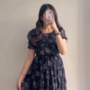 Women’s White Short-Sleeve Dress with Red & Blue Floral Prints