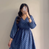 Women’s White Short-Sleeve Dress with Red & Blue Floral Prints