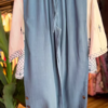 Women’s White Floral Embroidered Kurti with Blue Straight Pants – Boutique-Friendly Ethnic Summerwear Set