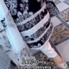 Women’s Black Floral Kurti with White Lace Accents