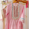 Women’s Baby Pink Beaded Kurti with Shell Accents – Premium Embroidered Ethnicwear for Boutique Collections