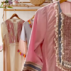 Women’s Baby Pink Beaded Kurti with Shell Accents – Premium Embroidered Ethnicwear for Boutique Collections