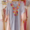 Women’s Baby Pink Beaded Kurti with Shell Accents – Premium Embroidered Ethnicwear for Boutique Collections