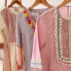 Women’s Baby Pink Beaded Kurti with Shell Accents – Premium Embroidered Ethnicwear for Boutique Collections