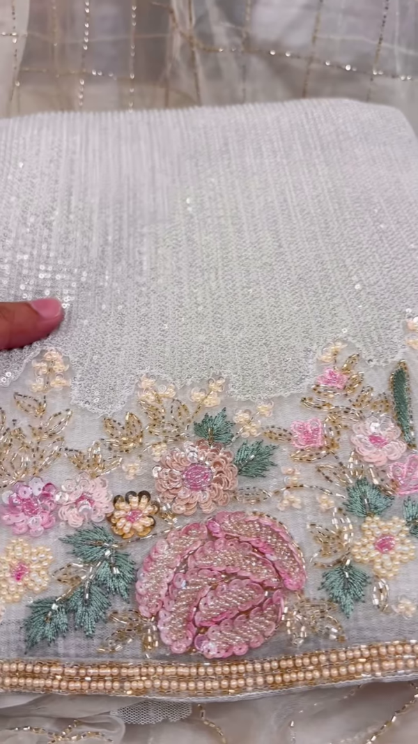 Elegant Hand-Embroidered Designer Suit with Net Dupatta
