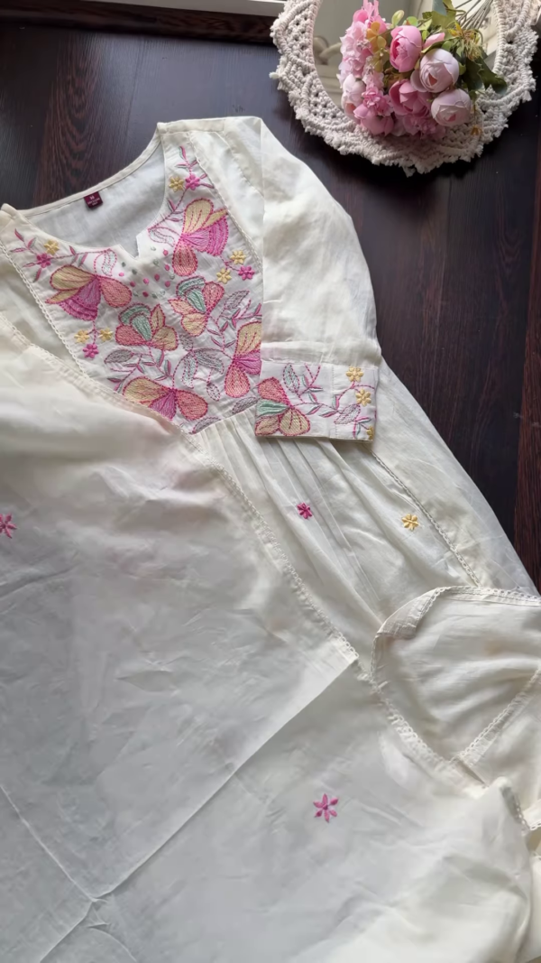Sunlit Bloom Embroidered Cotton Kurta Set