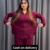 Women’s Maroon Belted Kurti with Matching Straight Pants – Casual Ethnicwear with Layered Elegance