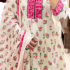 Women’s Yellow Floral Printed Kurti with Red Neckline Border – Ethnic Everyday Ensemble with Seasonal Charm