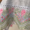 Women’s Light Blue Lace Kurti with Pink Floral Embroidery & Tassel Details – Ethnicwear Set with Sheer Dupatta