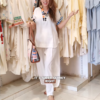 Women’s White Ethnicwear Set with Multicolor Geometric Embroidery & Free Printed Bag – Boutique-Ready Co-Ord with Gift Inclusion