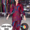 Women’s Multicolor Abstract Printed Kurti with Matching Pants – Ethnic Fusion Co-Ord Set with Music-Themed Backdrop